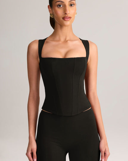 Black Modal Square-Neck Top