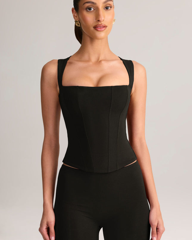 Black Modal Square-Neck Top