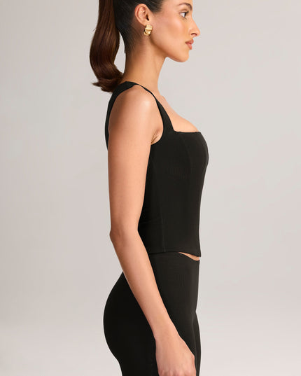 Black Modal Square-Neck Top