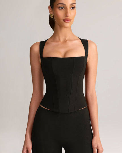 Black Modal Square-Neck Top