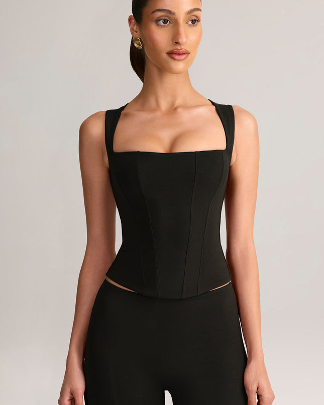 Black Modal Square-Neck Top