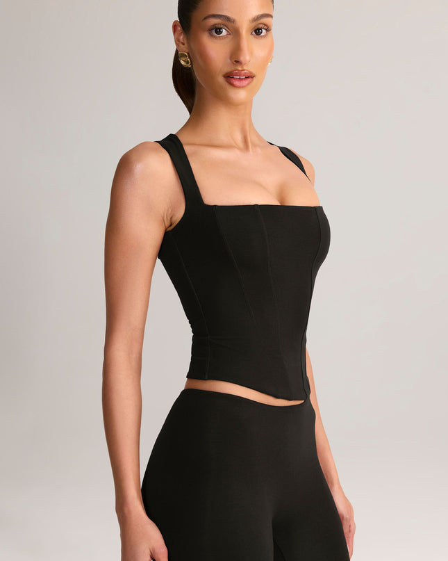 Black Modal Square-Neck Top