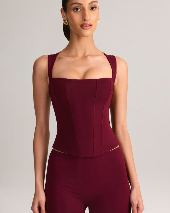 Wine Modal Square-Neck Top