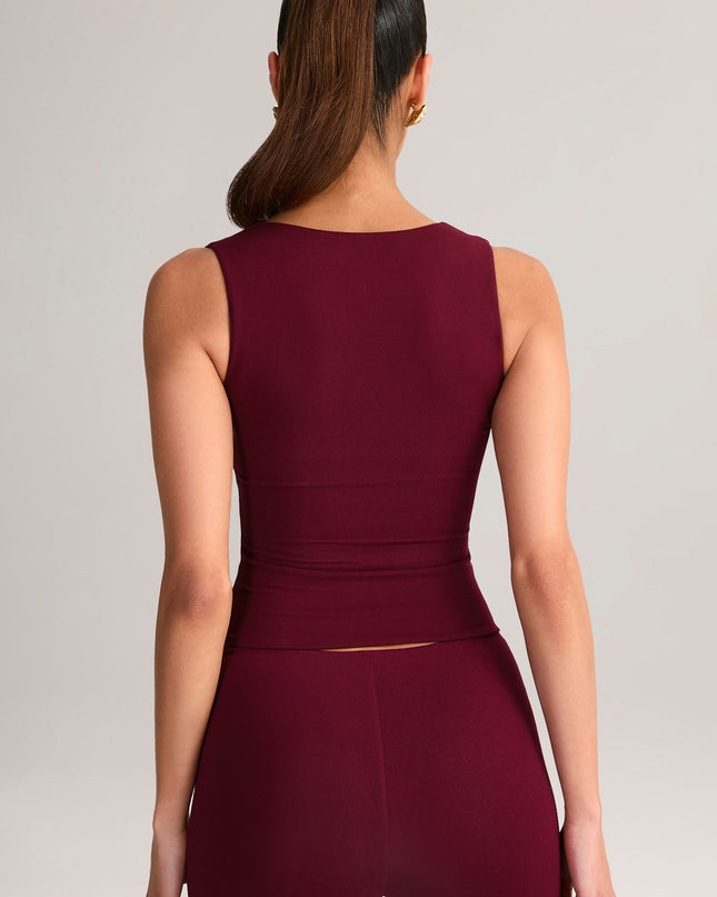 Wine Modal Square-Neck Top