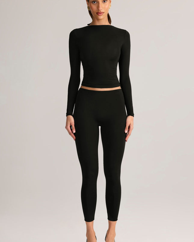 Black Modal Mid-Rise Cropped Leggings