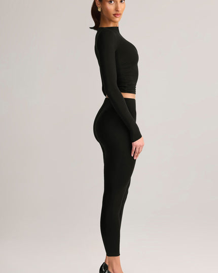 Black Modal Mid-Rise Cropped Leggings