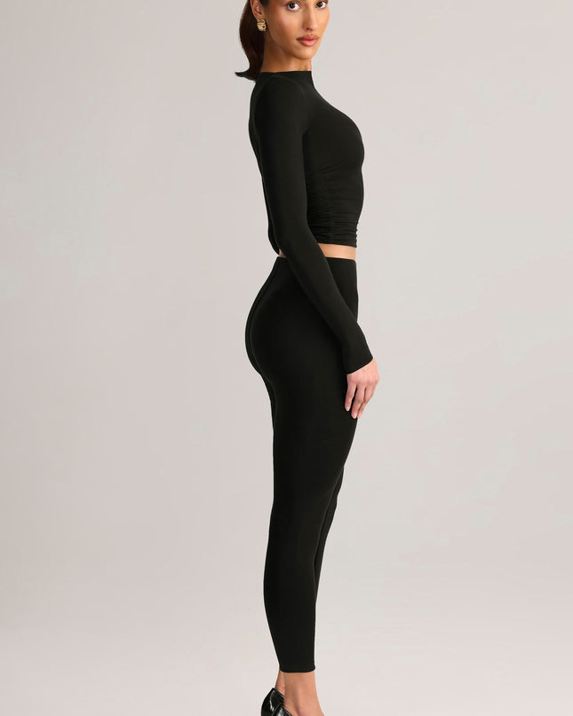 Black Modal Mid-Rise Cropped Leggings