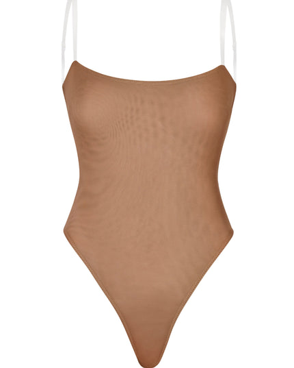 Honey Soft Mesh Invisible Strap Thong Bodysuit