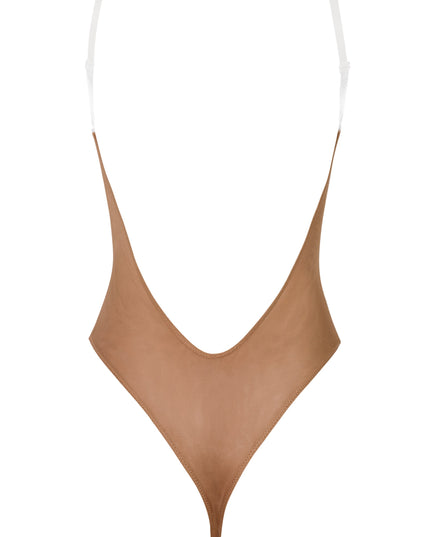 Honey Soft Mesh Invisible Strap Thong Bodysuit