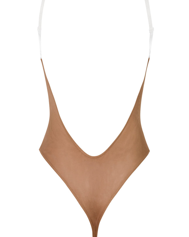 Honey Soft Mesh Invisible Strap Thong Bodysuit