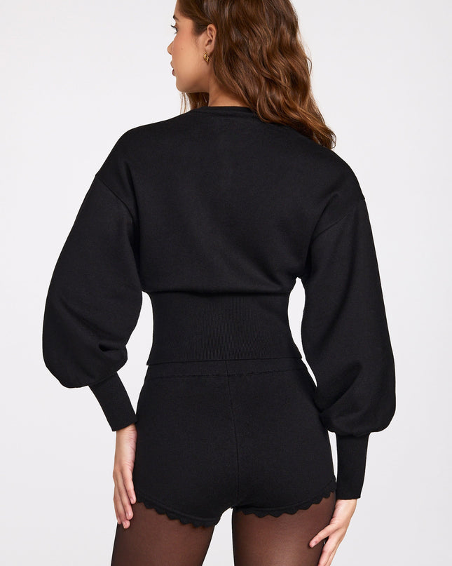 Black Knit Long-Sleeve Cardigan
