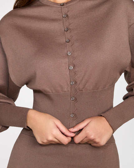 Mocha Knit Long-Sleeve Cardigan