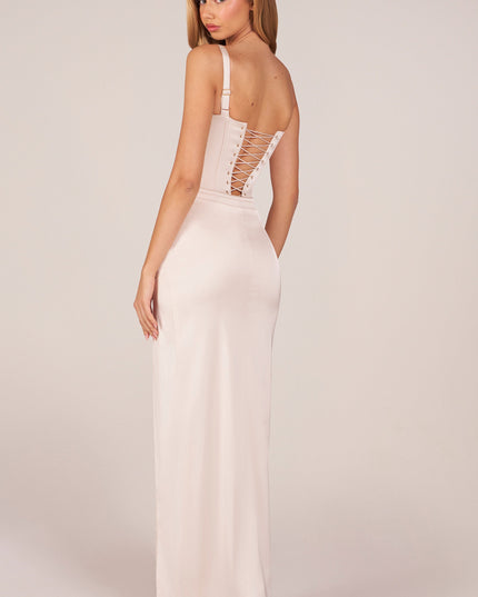 Pearl Corseted Thigh-High Split Maxi Dress