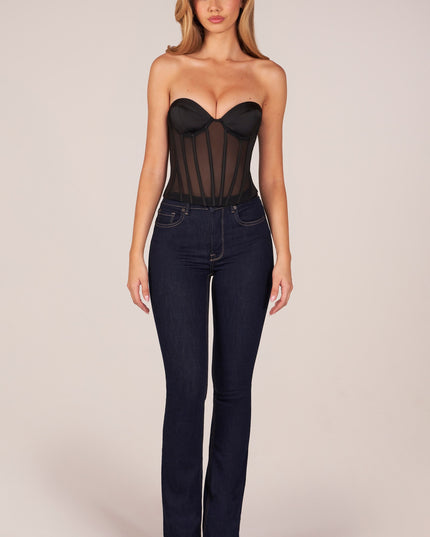 Black Bandeau Lace-Up Corset Top