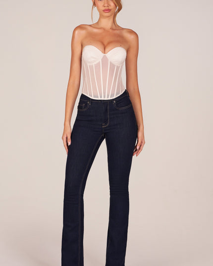 Ivory Bandeau Lace-Up Corset Top