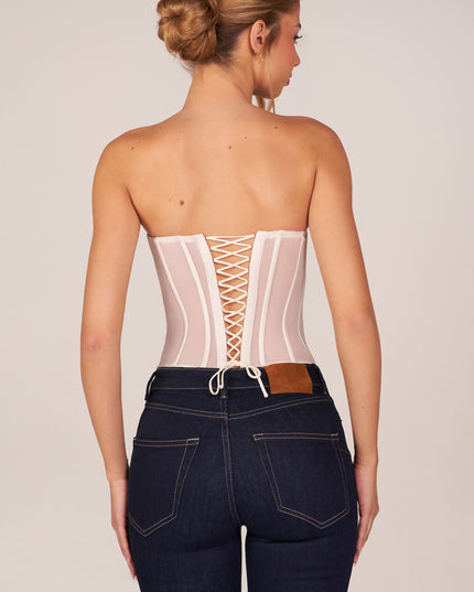 Ivory Bandeau Lace-Up Corset Top