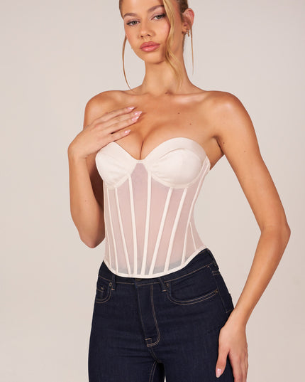 Ivory Bandeau Lace-Up Corset Top