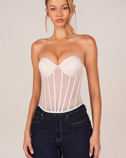 Ivory Bandeau Lace-Up Corset Top