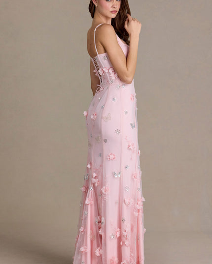 Baby Pink Embellished Corset Gown