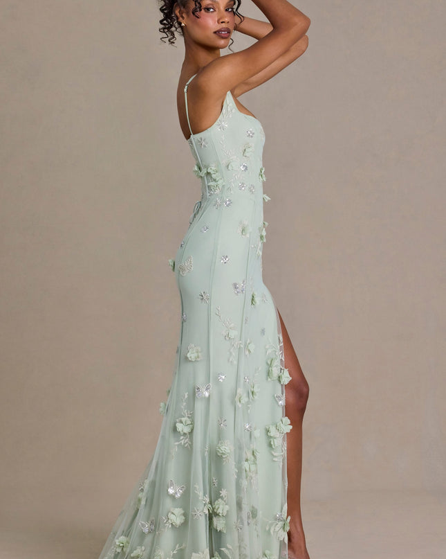 Sage Green Embellished Corset Gown