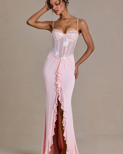 Blossom Embellished Lace Corset Gown
