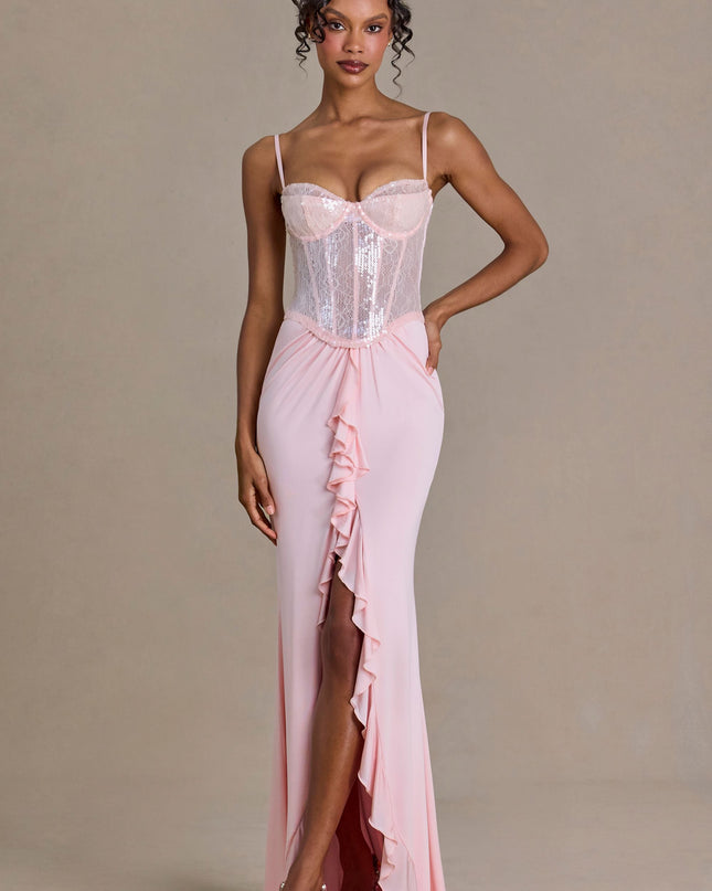 Blossom Embellished Lace Corset Gown