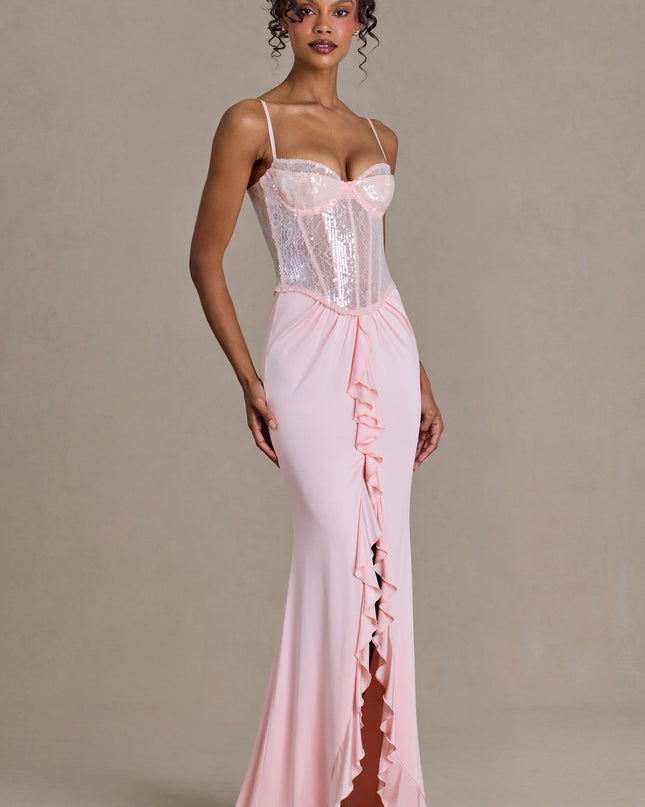 Blossom Embellished Lace Corset Gown
