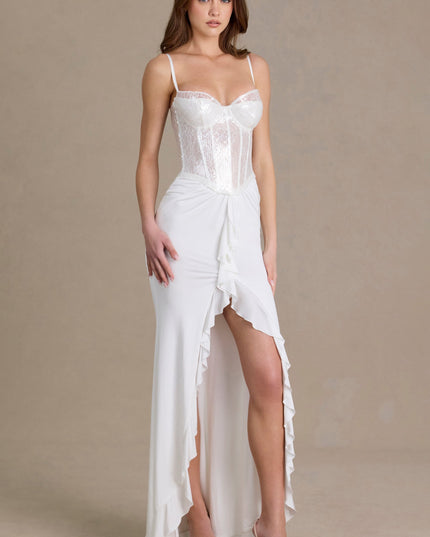 Snow Embellished Lace Corset Gown