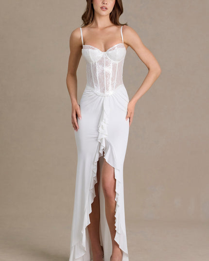 Snow Embellished Lace Corset Gown