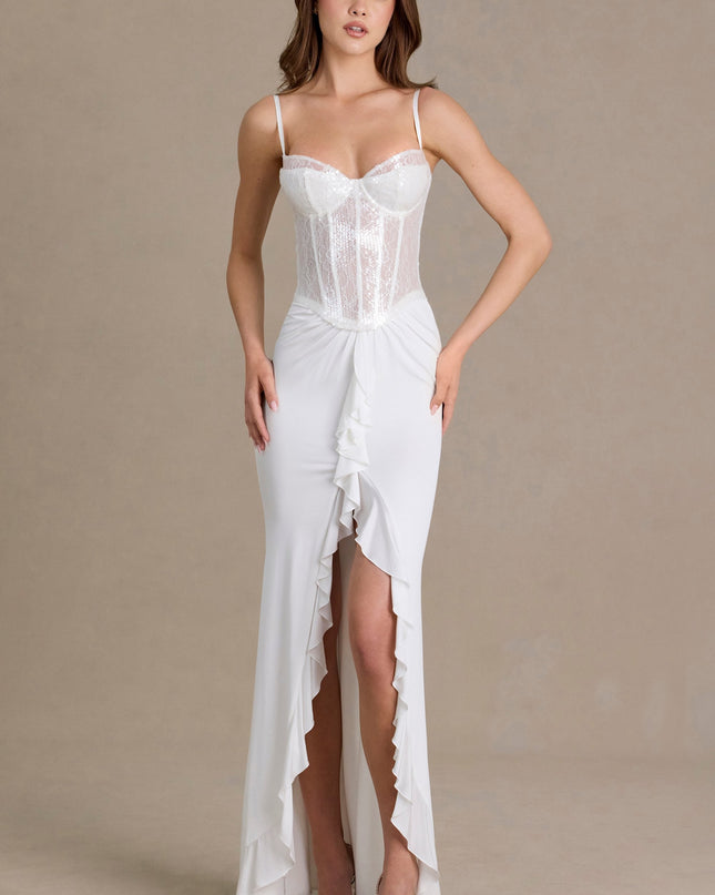 Snow Embellished Lace Corset Gown