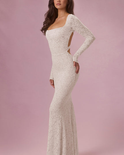 Pearl Lace Long-Sleeve Maxi Dress