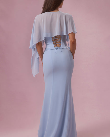 Sky Blue Chiffon Cape