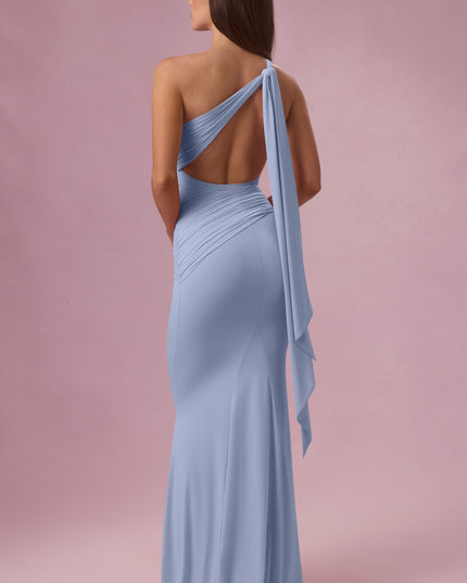 Sky Blue Jersey Bridesmaid Dress