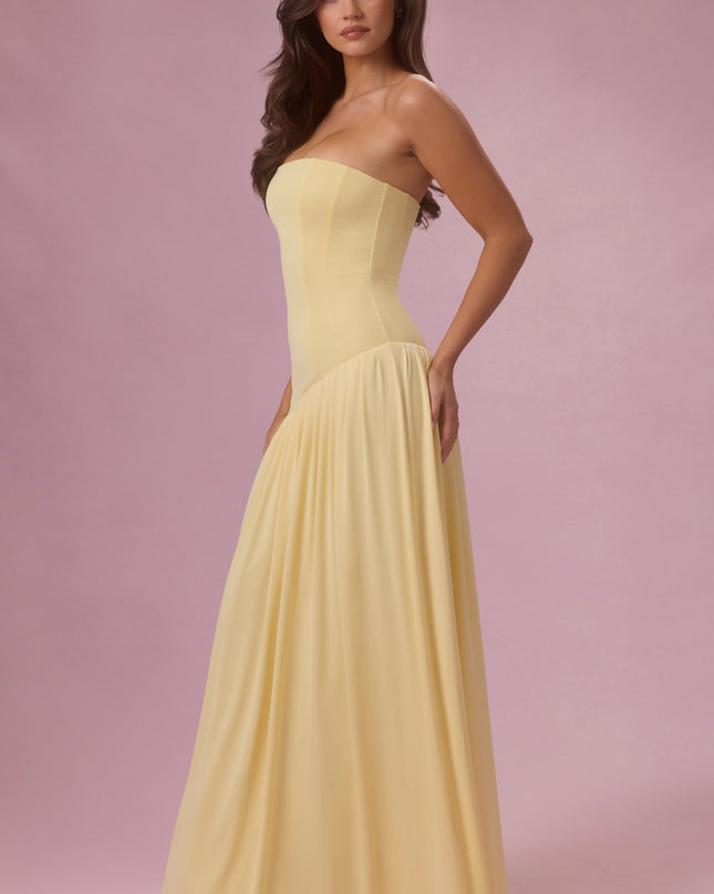 Butter Jersey Strapless Gown
