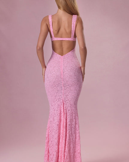 Blush Pink Lace Sweetheart-Neck Gown