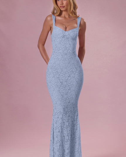 Sky Blue Lace Sweetheart-Neck Gown