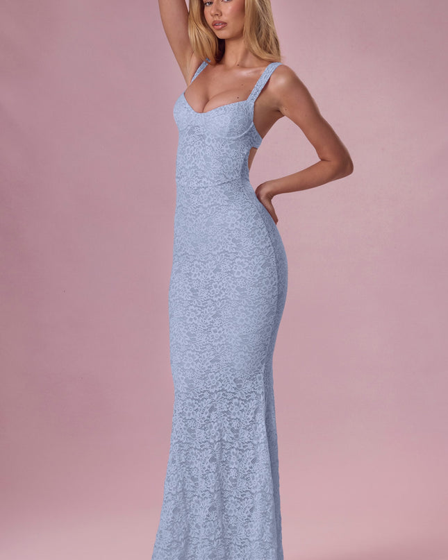Sky Blue Lace Sweetheart-Neck Gown