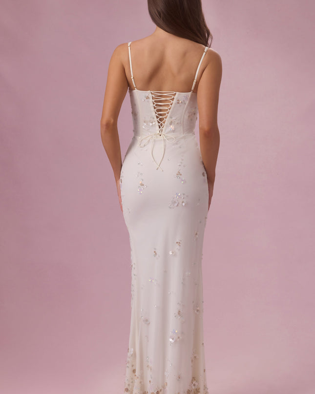 Pearl Embellished Corset Maxi Dress