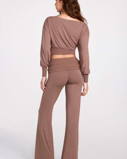 Mocha Modal Low-Rise Straight-Leg Trousers