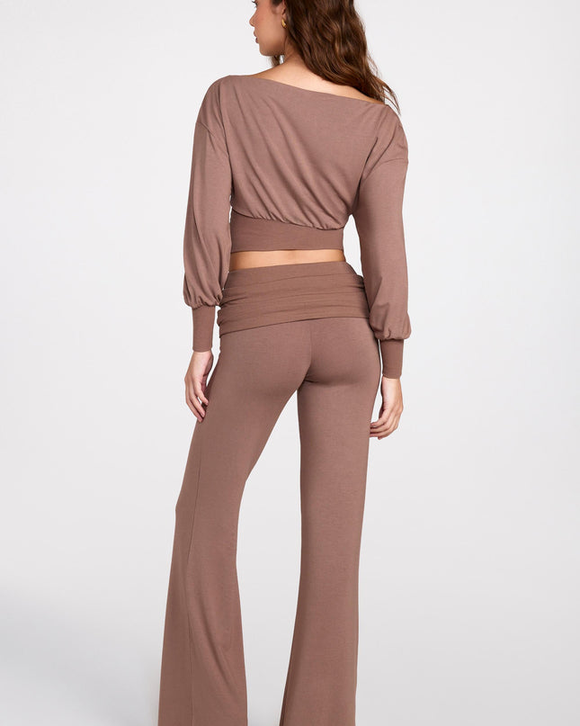 Mocha Modal Low-Rise Straight-Leg Trousers