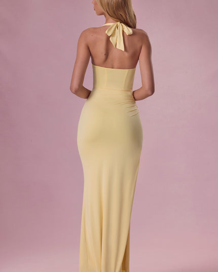 Butter Yellow Jersey Corset Bridesmaid Dress