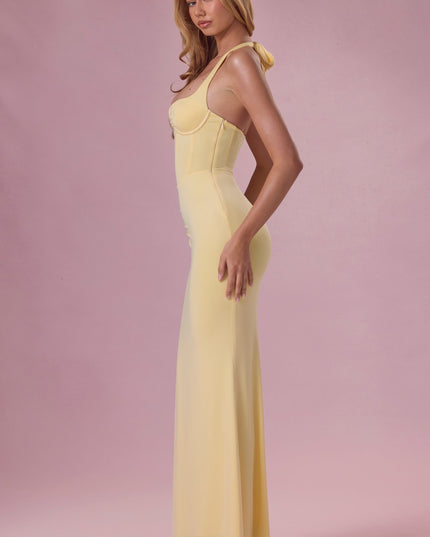 Butter Yellow Jersey Corset Bridesmaid Dress