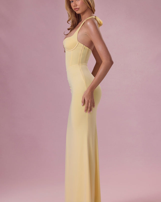 Butter Yellow Jersey Corset Bridesmaid Dress