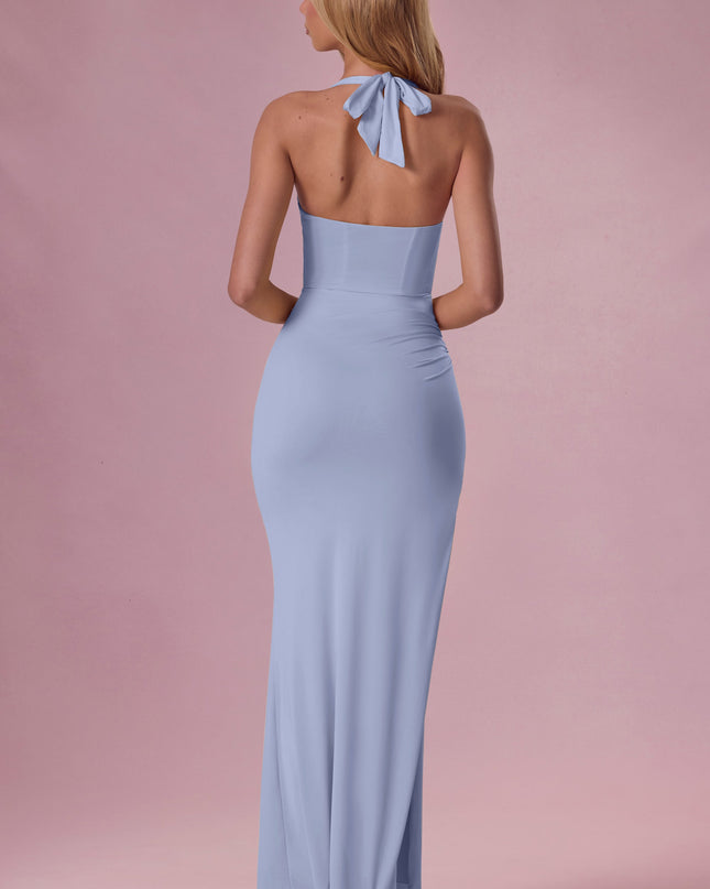 Powder Blue Jersey Corset Bridesmaid Dress