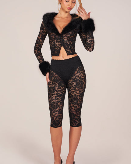 Black Laced Capri Trousers