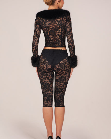 Black Laced Capri Trousers