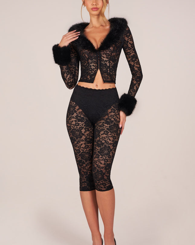 Black Laced Capri Trousers