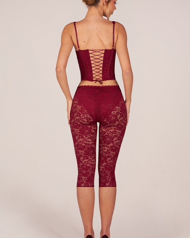 Cherry Red Laced Capri Trousers