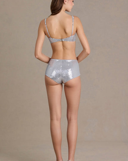 Silver Sequin Mesh Bralette
