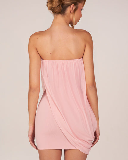Blush Pink Bandeau Draped Mini Dress